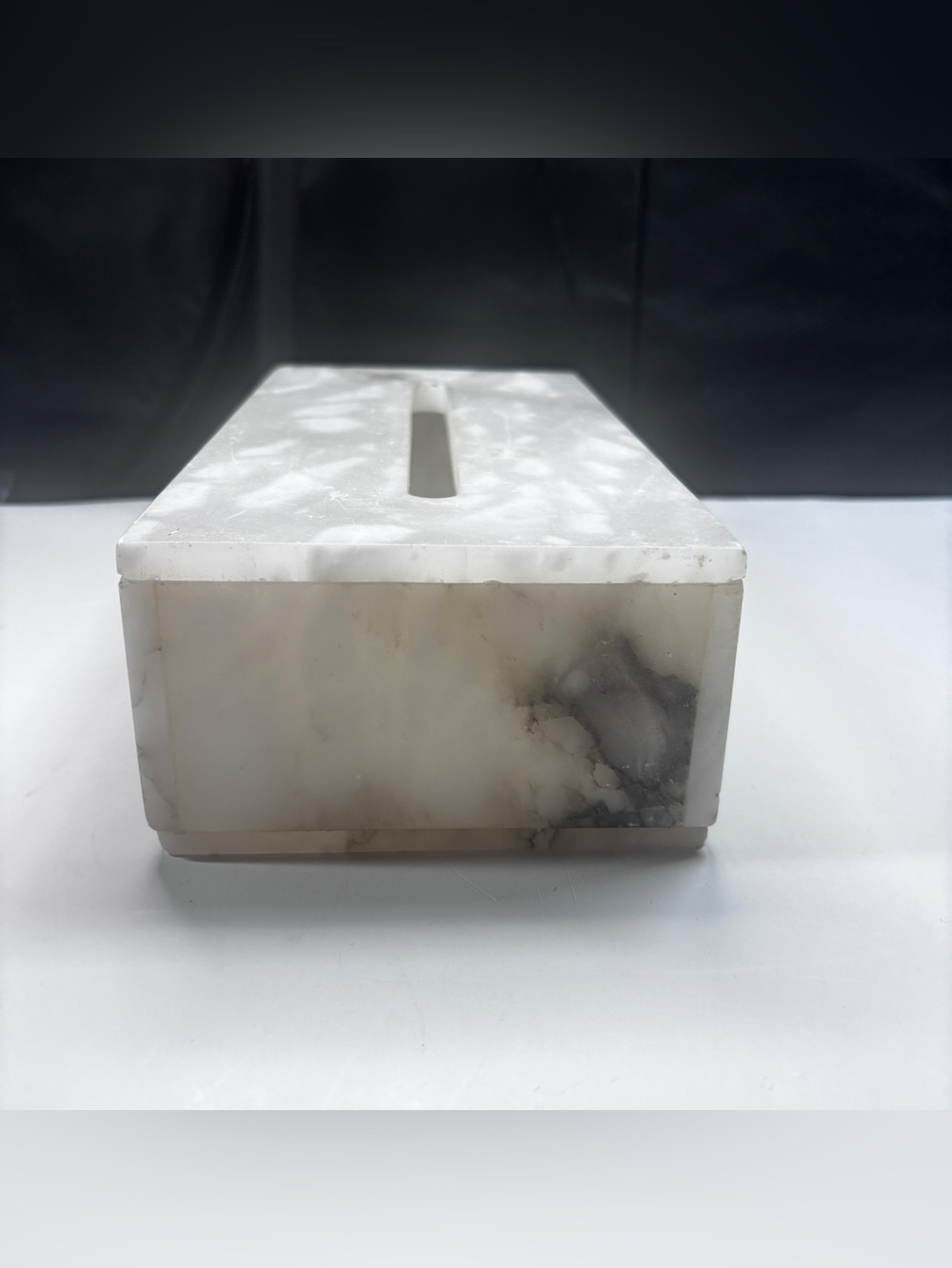White Alabaster Tissue Box Cover W/lid Rectangular Stone Holder Facial Holder - Picture 5 of 16
